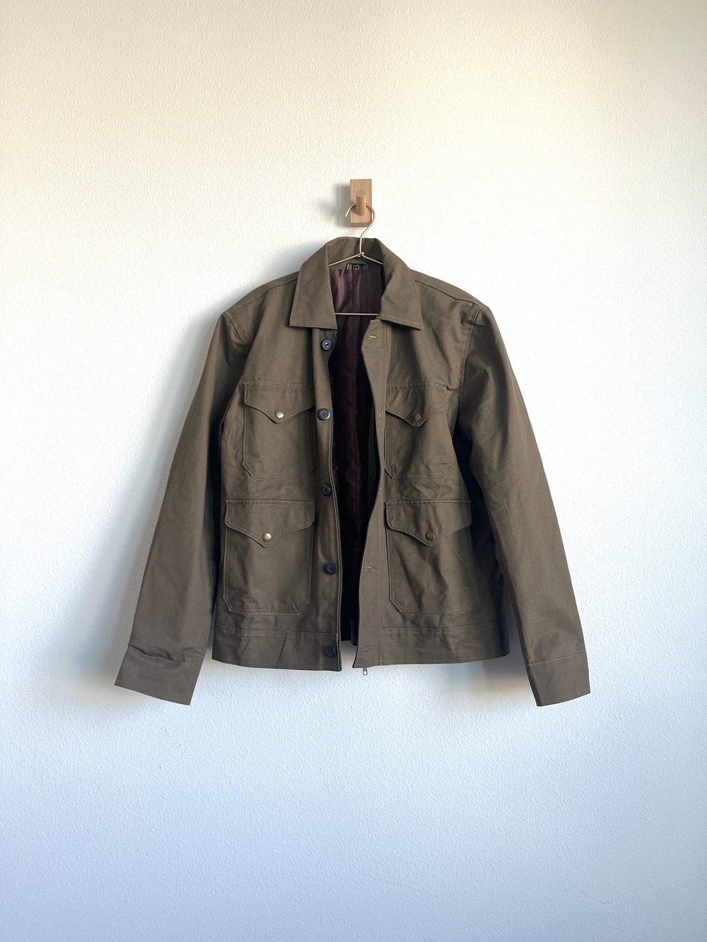 Mens Waxed Canvas Field Chore Jacket Brown Quilted Barn Coat - Size L